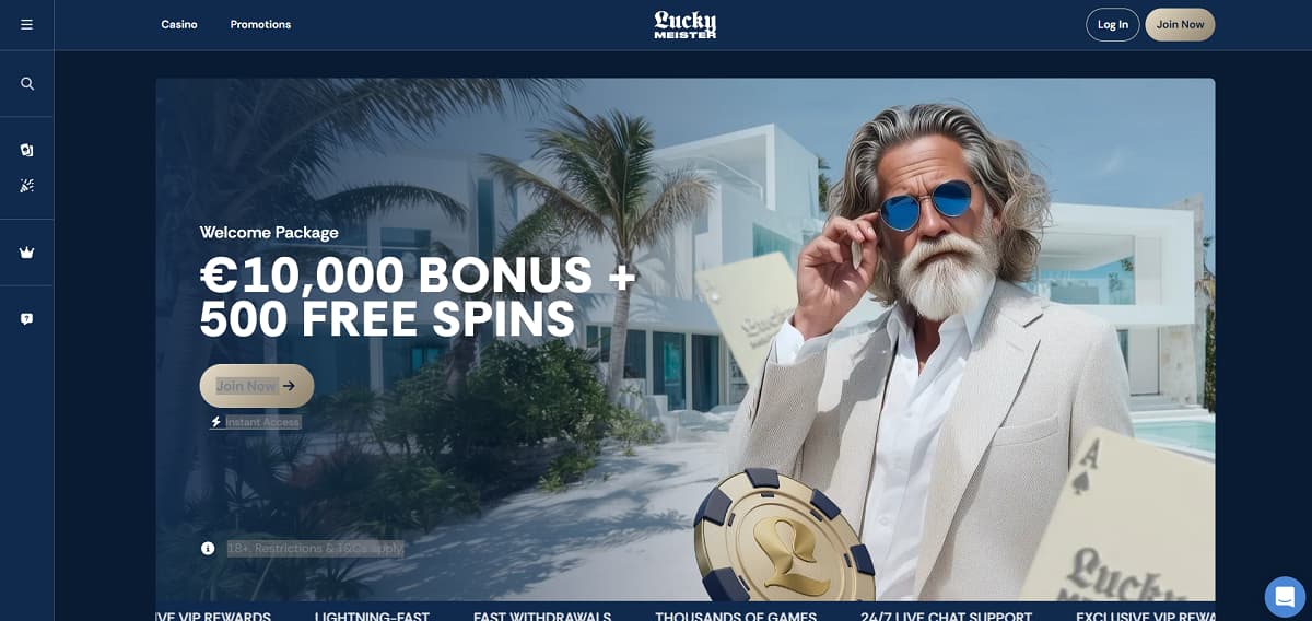 Wer Einschränkungen wie die OASIS-Sperrdatei oder die strikte 1-€-Einsatzgrenze pro Spin umgehen möchte, findet in LuckyMeister eine ideale Alternative. Das Casino ohne deutsche Lizenz setzt auf absolute Spielfreiheit und belohnt dich mit einem massiven, mehrstufigen Bonuspaket: Freue dich auf 100% + 100 FS zur Begrüßung, gefolgt von weiteren Stufen mit 150% + 150 FS sowie starken 250% + 250 FS.